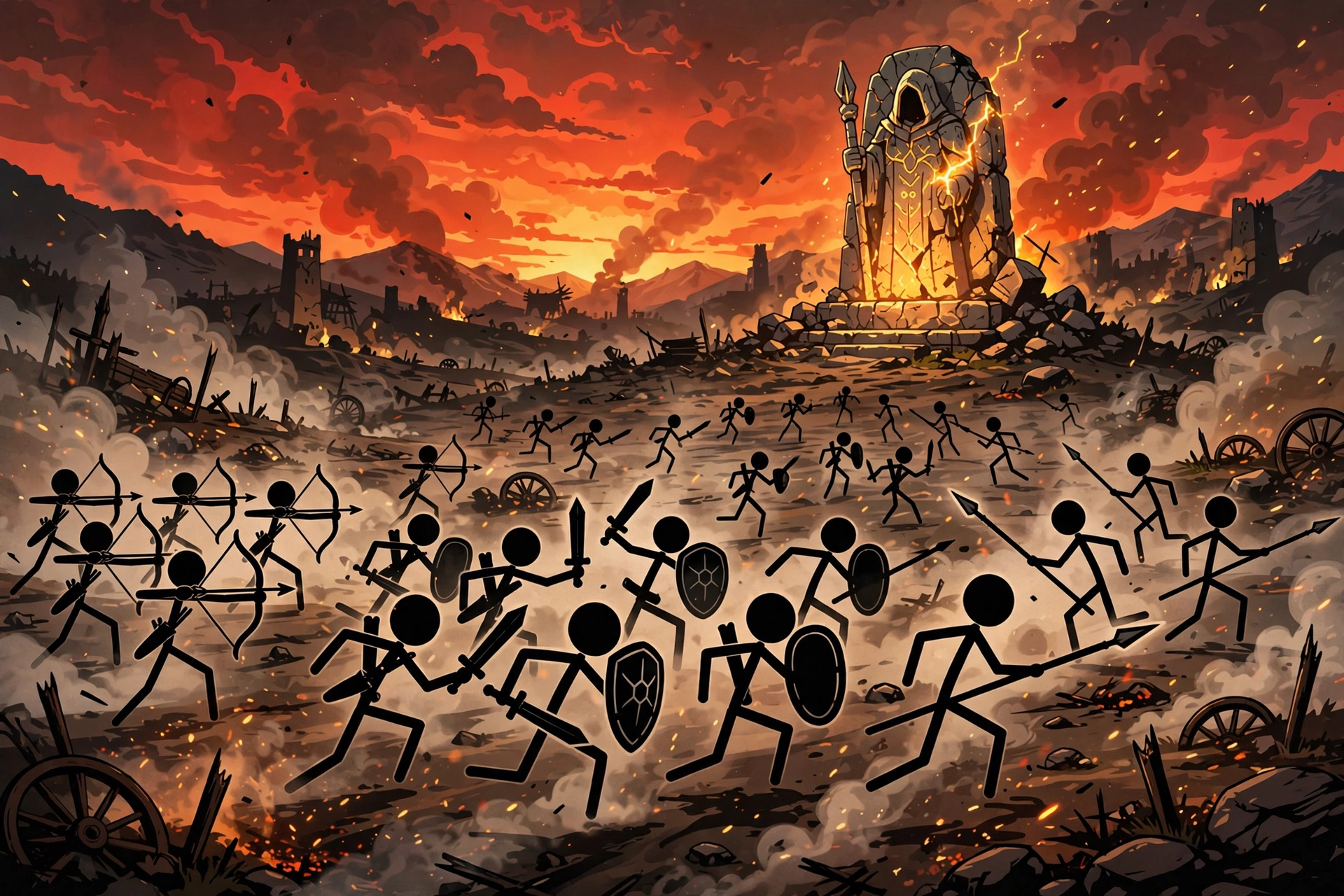 Stick War Legacy Mod Menu guide — stick figure army charging into battle